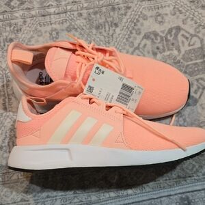 Adidas 5y Coral Athletic Shoes with White Accents